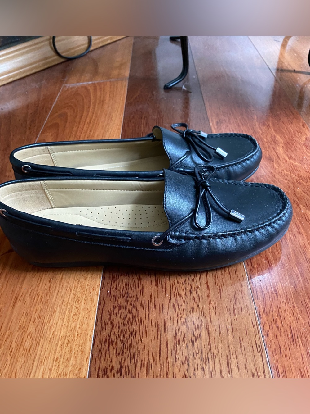 Michael Kors Black Leather Bow Moccasin Loafers